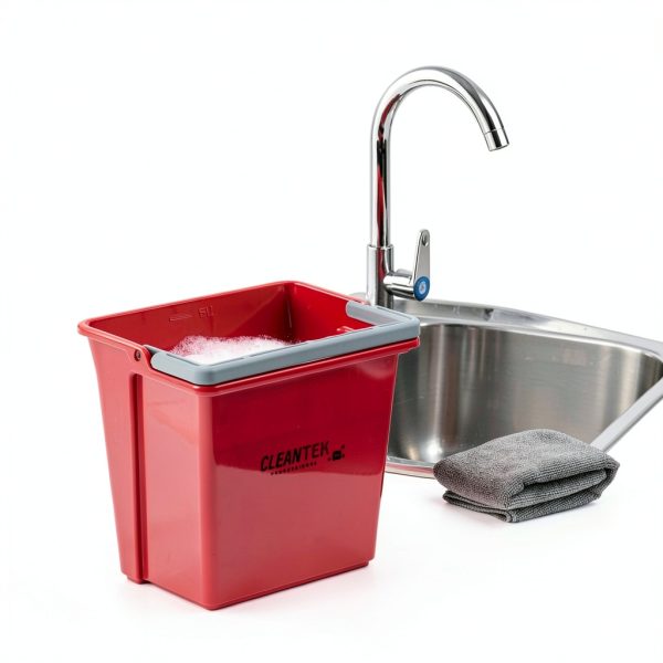 Restaurantware Clean Tek 6 Quart Cleaning Bucket, Red 6 Qt Utility-5