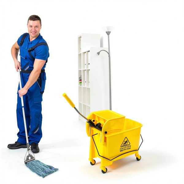 Industrial Mop Bucket Generic 5.28 Gallon Yellow with Side Wringer-2