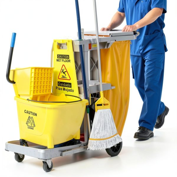 SOBONNE 35 quart mop bucket with side press wringer on wheels Yellow-5