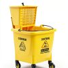 SOBONNE 35 quart mop bucket with side press wringer on wheels Yellow-6