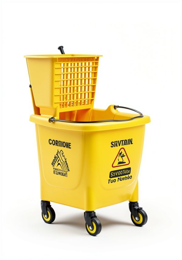 SOBONNE 35 quart mop bucket with side press wringer on wheels Yellow-6