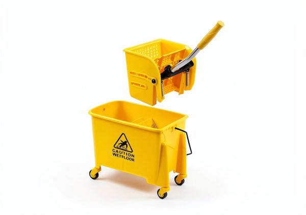 Industrial Mop Bucket Generic 5.28 Gallon Yellow with Side Wringer-4