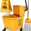 SOBONNE 35 quart mop bucket with side press wringer on wheels Yellow-0