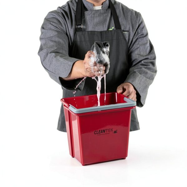 Restaurantware Clean Tek 6 Quart Cleaning Bucket, Red 6 Qt Utility-4